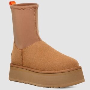 New Ugg Classic Dipper Stretch Platform Boot Shoes Sz 10 Beige Chestnut